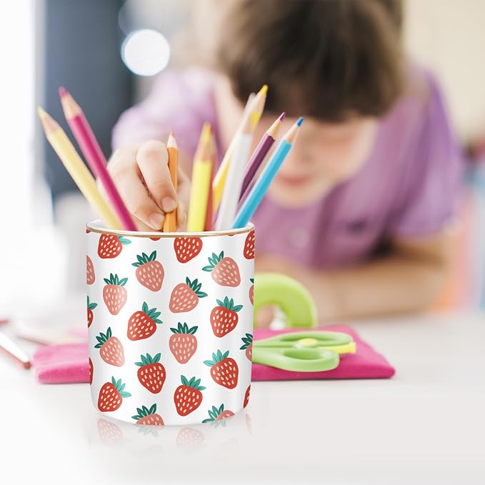 Pencil Holder for Desk, Ceramic Pencil Pens Cup Cute Makeup Brush Holder - Image 6