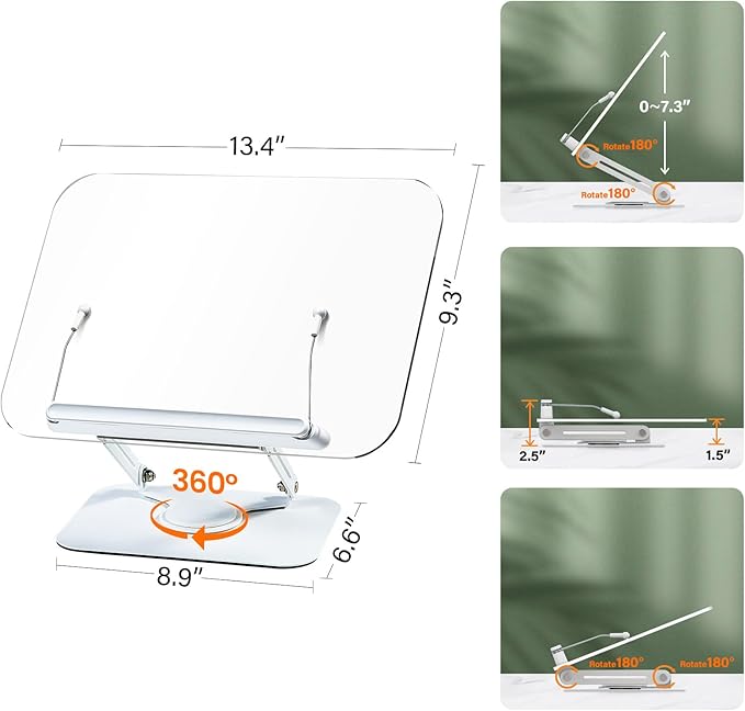 BYMECOST Acrylic Book Stand for Reading, Adjustable Book Holder - Image 4