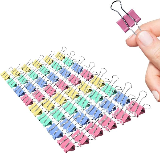 Small Binder Clips, 80 Pack, 3/4 Inch, 0.75 Inch, Standard 19mm, Mulitcolor by honsing