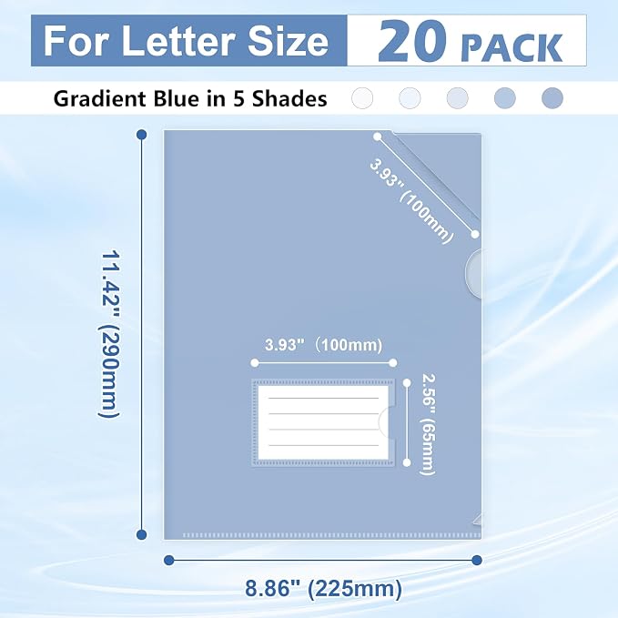 HOUYEE 20 Pack Clear Document Folders, L-Type Plastic File Folder Sleeves - Image 2
