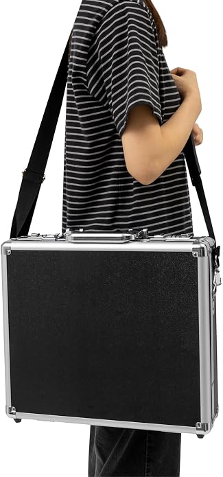 Locking Briefcase, Metal Briefcase w/Strap, Hard Aluminum Carrying Case - Image 2