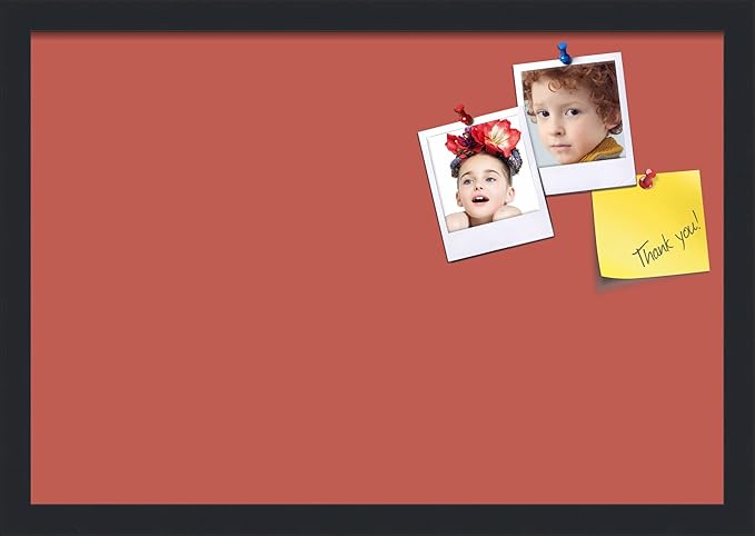 PinPix 22x15 Inch Cork Bulletin Board. This Decorative Framed Pin Board Comes with Crimson Pastel Design and a Satin Black Frame. Ideal for Home Office Decor or Message Board (PinPix-1807)-DeskLoop Office