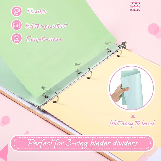 Honoson 12 Sets 8 Tab Dividers for 3 Ring Binders Plastic File 8.5 x 11 Inch - Image 3