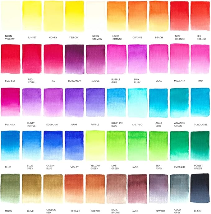 GenCrafts Watercolor Brush Pens Set of 50 Premium Colors - Real Brush Tips - No Mess Storage Case - Washable Nontoxic Markers - Portable Painting-DeskLoop Office