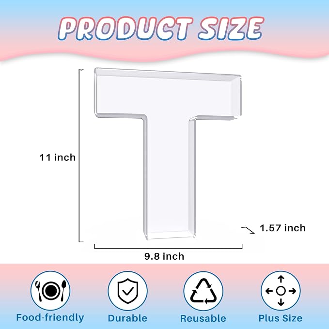 11" Acrylic Letter Charcuterie Box, Reusable Fillable Alphabet Number Shaped - Image 2