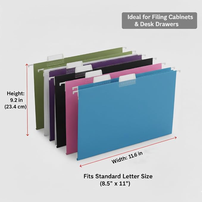 50 Packs Hanging File Folders, Decorative, Desk and Cabinet Use - Image 2