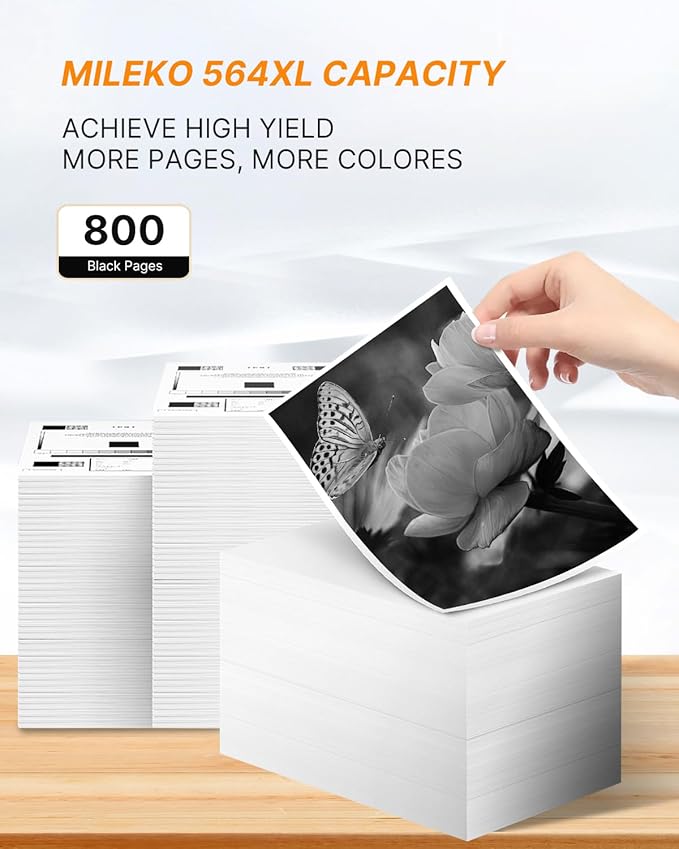 564XL Ink Cartridge for HP Printer Replacement for HP 564 XL 564XL Ink Cartridge Combo Pack for DeskJet 3520 3522 Photosmart 7520 6520 5520 7525 5514 7510 OfficeJet 4620 Printers, 4 Pack (Black)-DeskLoop Office