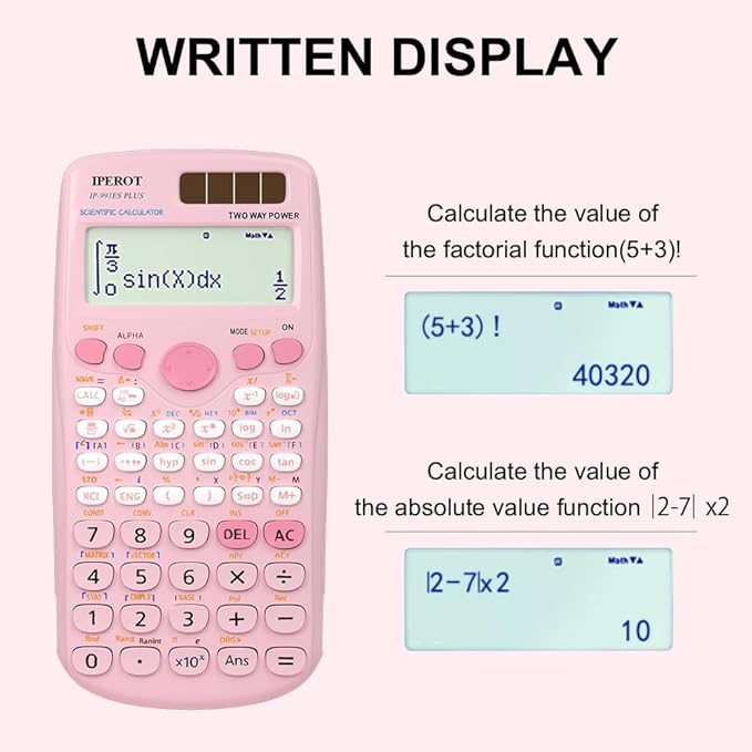 Scientific Calculators, IPEROT Pink Scientific Calculator 417 Function, Desktop Math Solar Calculators School Supplies Suitable for High School and College Students Algebra and Other Math Textbooks-DeskLoop Office