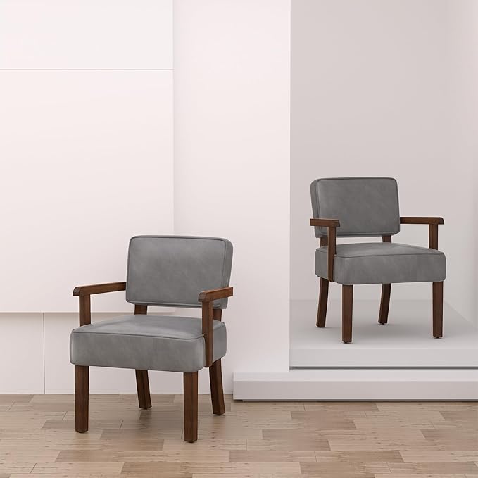 PU Leather Accent Chair, Oversized Living Room Chairs with Soft Seat and Armrests, Armchair for Bedroom, Dinning, Reading, Waiting Rooms-DeskLoop Office