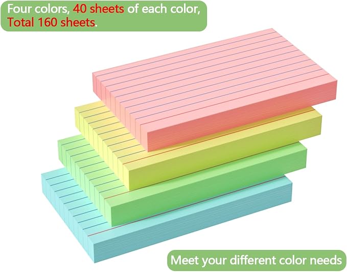 Colored Index Cards 4x6, 160 Pack, Flash Cards - Image 3