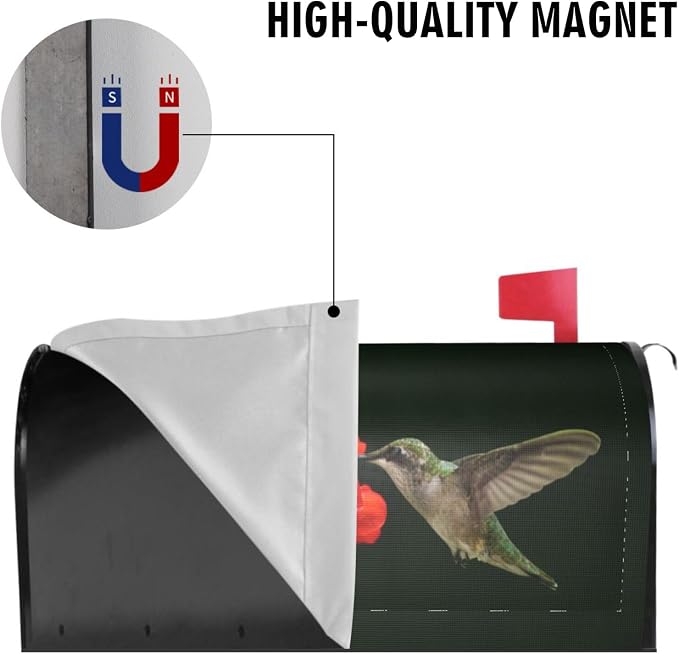 Hummingbirds Floral Mailbox Covers, Spring Summer Red Flowers Blossom Magnetic - Image 5