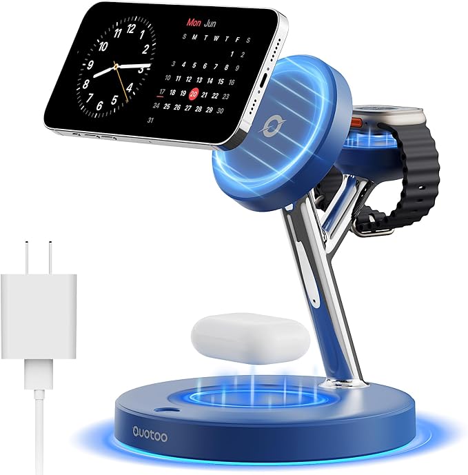 【Adjustable Blue Ambient Light】 Wireless Charger 3 in 1 by Ouotoo