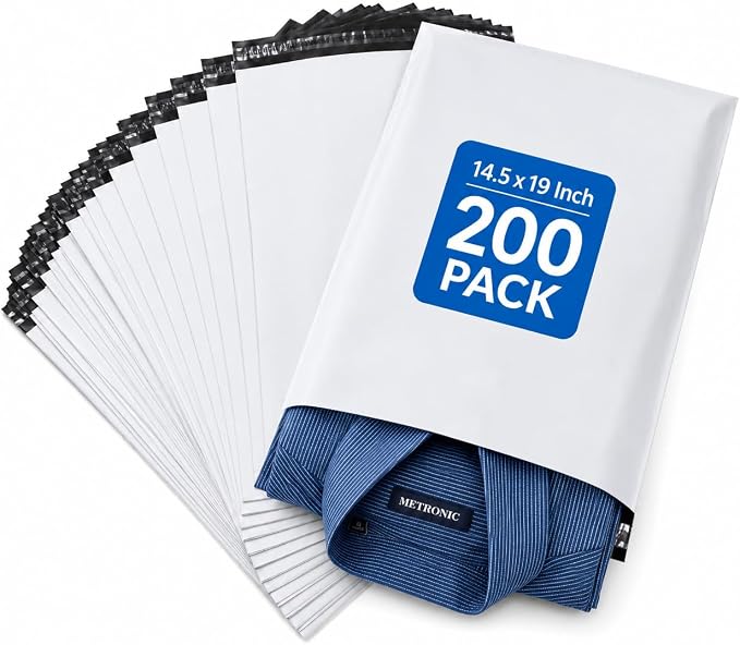 Metronic Poly Mailers 14.5x19 200 Pcs | Large Shipping Bags by METRONIC