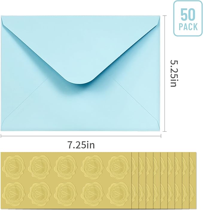 50 PCS Light Blue Colorful A7 Envelopes - Image 2