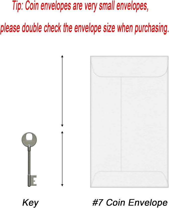 Xxcxpark 500 PCS #7 Coin Envelopes, 3.5 x 6.5 inches White Kraft Envelopes - Image 2
