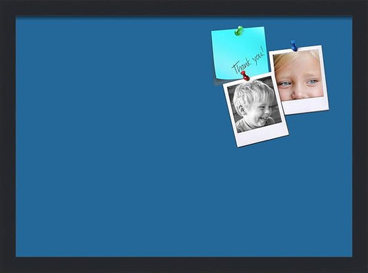 PinPix 21x15 Inch Cork Bulletin Board. This Decorative Framed Pin Board Comes with Navy Pastel Design and a Satin Black Frame. Ideal for Home Office Decor or Message Board (PinPix-1811)-DeskLoop Office