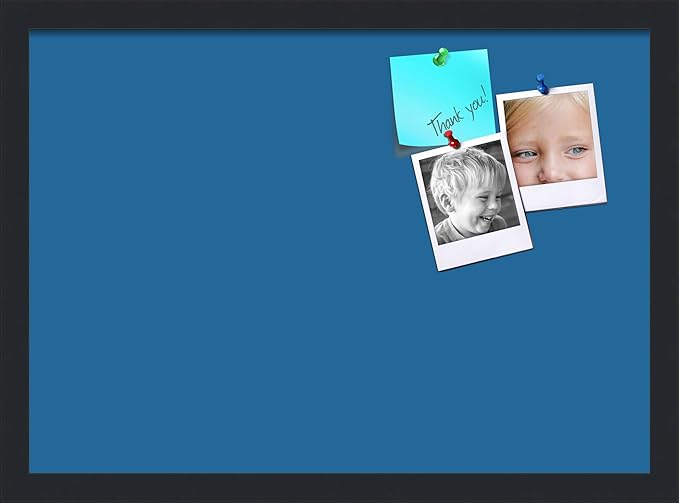 PinPix 21x15 Inch Cork Bulletin Board. This Decorative Framed Pin Board Comes with Navy Pastel Design and a Satin Black Frame. Ideal for Home Office Decor or Message Board (PinPix-1811)-DeskLoop Office