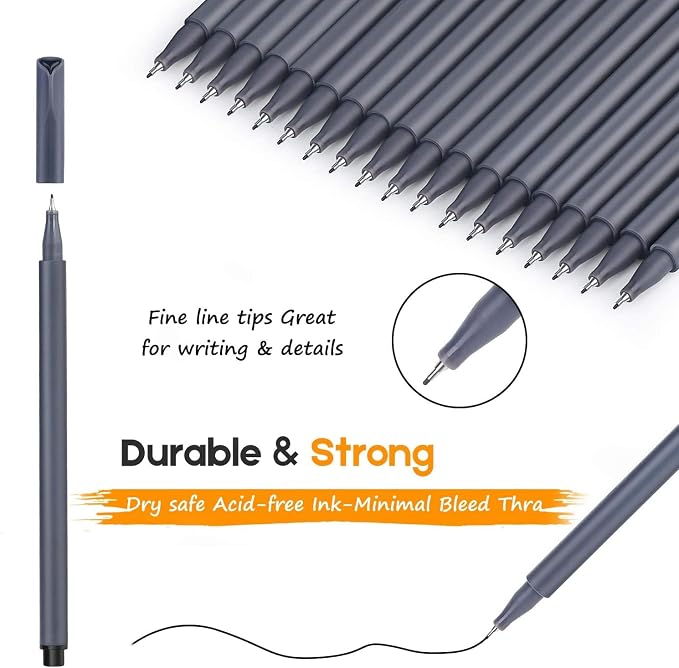 iBayam 0.38mm Black Ink Pens Fine Point Smooth Writing Pens - Image 2
