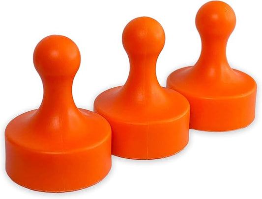 GLASSBOARD STUDIO Powerful Neodymium Magnets, Pawn-Shaped - Strong Fridge/Refrigerator and Whiteboard Magnet, Ideal for Office, Kitchen, Crafts - Rare Earth, Heavy Duty (3, Orange)-DeskLoop Office