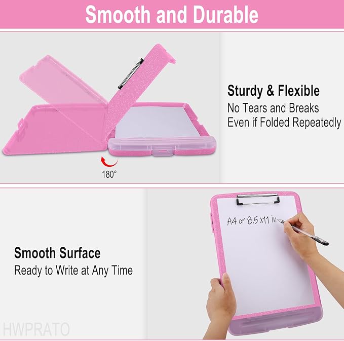 HWPRATO Glitter Clipboard with Storage, Clip Boards 8.5x11 with Pen Holder - Image 6