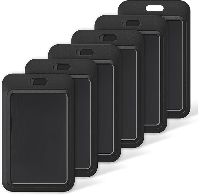Uniclife 6 Pack Sliding ID Badge Holder Hard Black Vertical Plastic Card Case by UnicLife