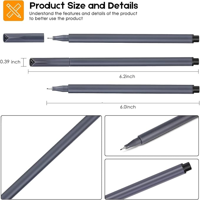 iBayam 0.38mm Black Ink Pens Fine Point Smooth Writing Pens - Image 3