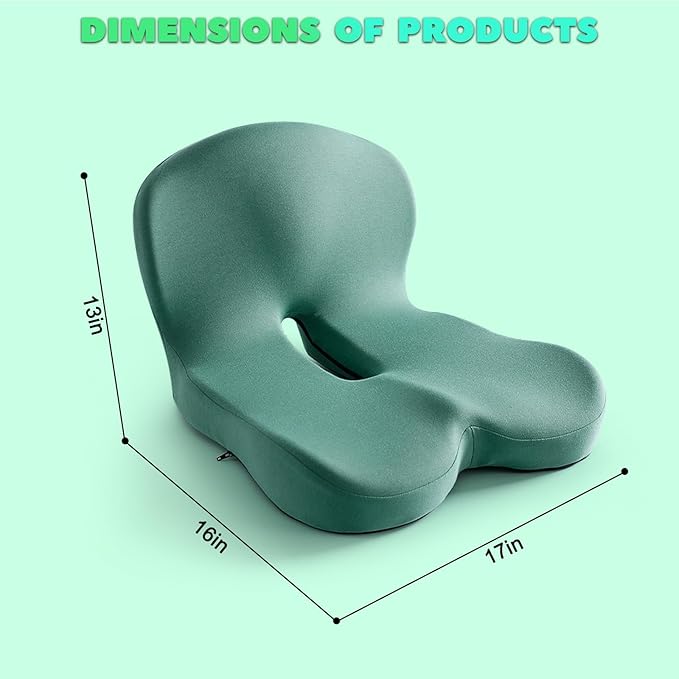 Buttocks Cushion for Office Chair Memory Foam Seat Pad for Butt Support Tailbone Relief Ergonomic Chair Cushion for Home Car Travel or Work (Army Green)-DeskLoop Office