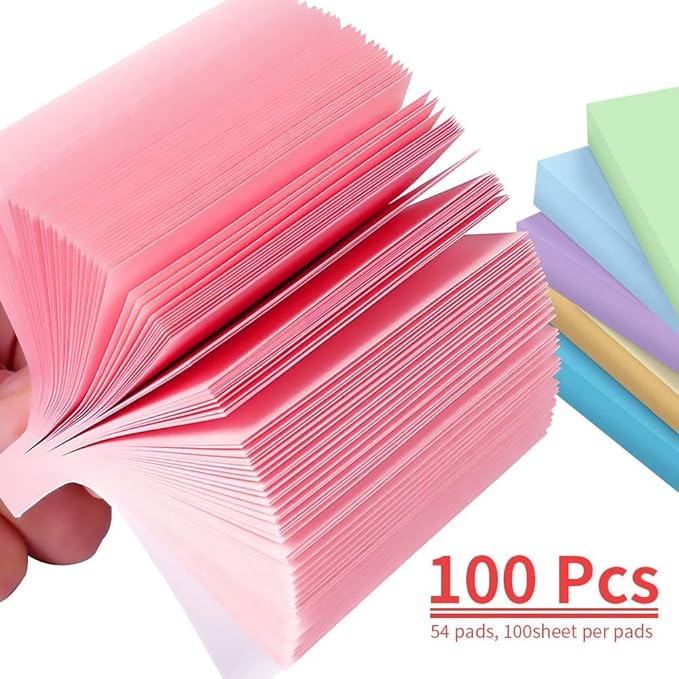 MyLifeUNIT Sticky Notes 3x3, Bulk Pack 108 Note Pads 10800 Sheets for Daily Reminder, Self-Stick Notes with 6 Assorted Colors for Office School Home Notebook Supplies-DeskLoop Office