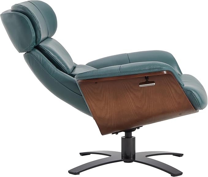 CHITA Genuine Leather Reclining Swivel Chair with Adjustable Headrest and Ottoman for Living Room, Teal-DeskLoop Office