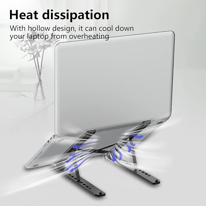 Tonmom Laptop Stand for Desk, Adjustable Laptop Riser ABS+Silicone Foldable - Image 7