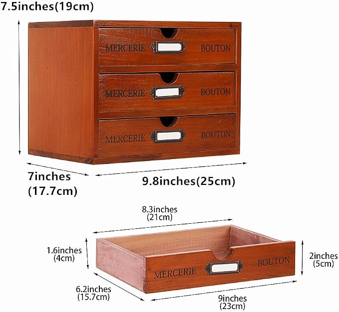 Wooden Storage Box Rustic Desktop Organizer - Image 3