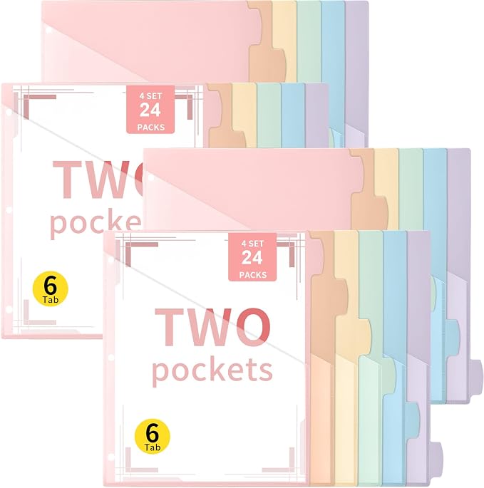 Epakh 24 Pcs Binder Dividers for 3 Rings Binders Index Dividers by Epakh