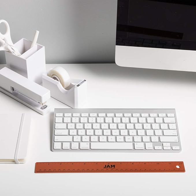 JAM PAPER Strong Aluminum Ruler - 12 Inch - Metal Ruler with Non-Skid Cork Backing - Orange Metallic - Sold Individually-DeskLoop Office