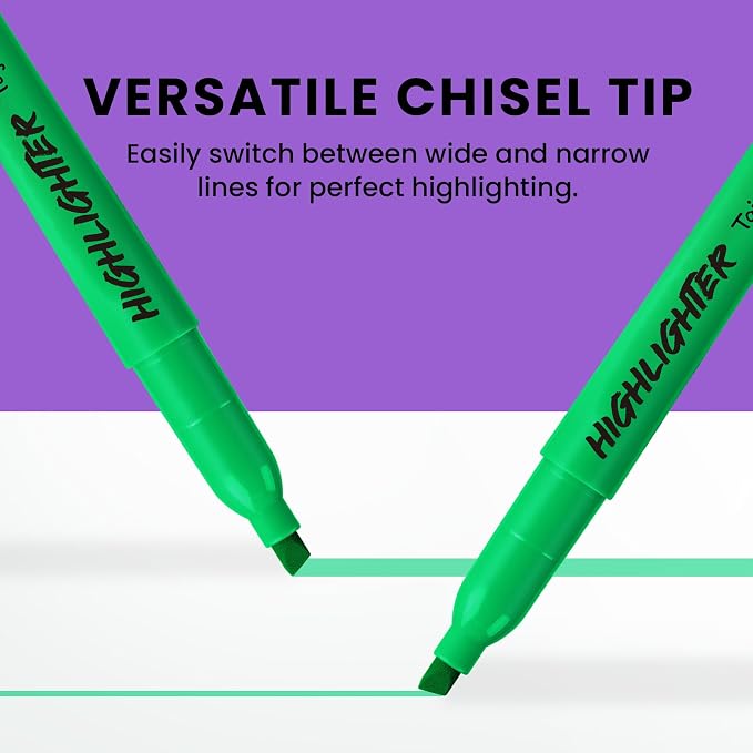 Taja 30 Pack Highlighters Green, Chisel Tip Markers - Image 3
