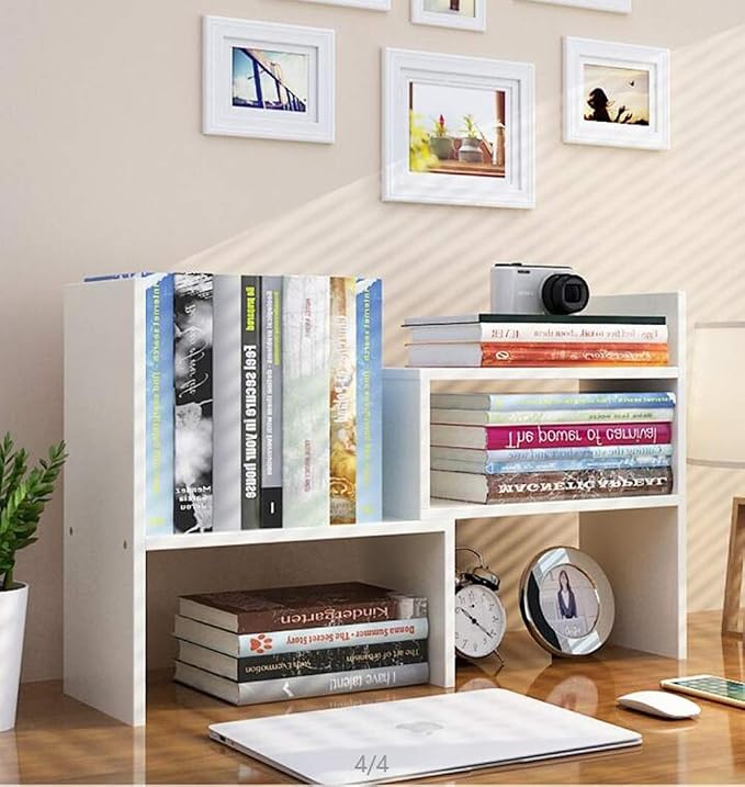 Sorfity Expandable Wood Desktop Bookshelf Desktop Organizer Office Storage Rack - Image 2