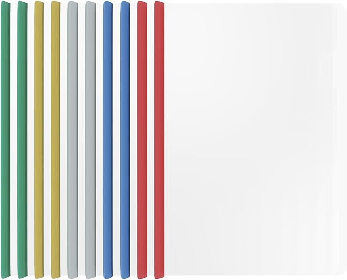 10 Sliding Bar Report Covers A4 Letter Holds 70 Sheets Multicolor | Sliding Bar by Quadafy