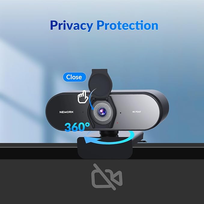 4K Webcam with Sony Sensor, PDAF Autofocus, 1080P@60FPS, 2 Noise Reduction Mics, Auto Light Correction, USB Plug&Play, Privacy Cover, 79°FOV, Streaming Camera for PC, Mac, Laptop, Video Calls