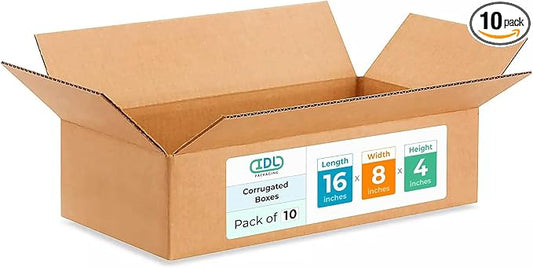 IDL Packaging - B-1684-10 Small Corrugated Shipping Boxes 16"L x 8”W x 4"H - by IDLPackaging