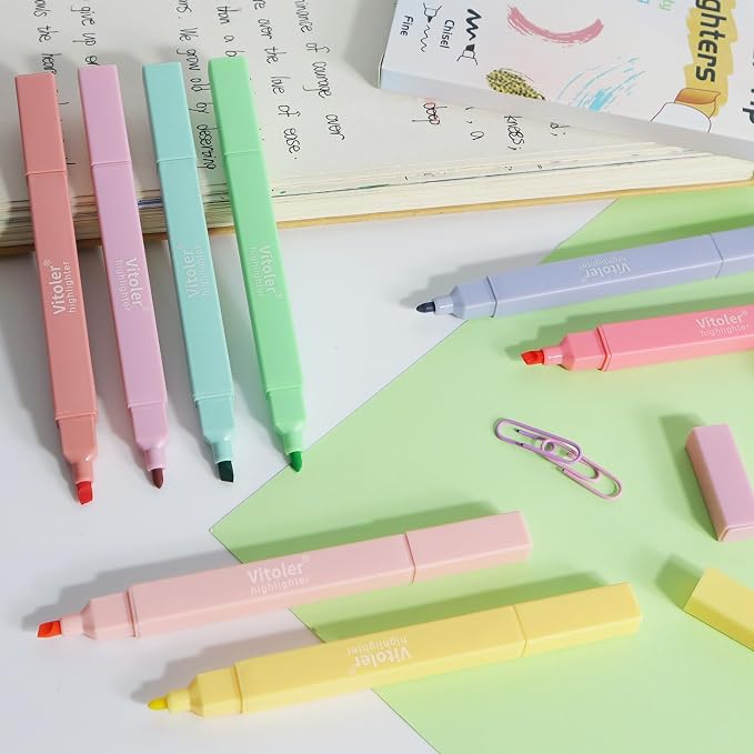 Vitoler 8pcs Aesthetic Highlighters, Chisel & Fine Tips Bible Highlighters | - Image 4