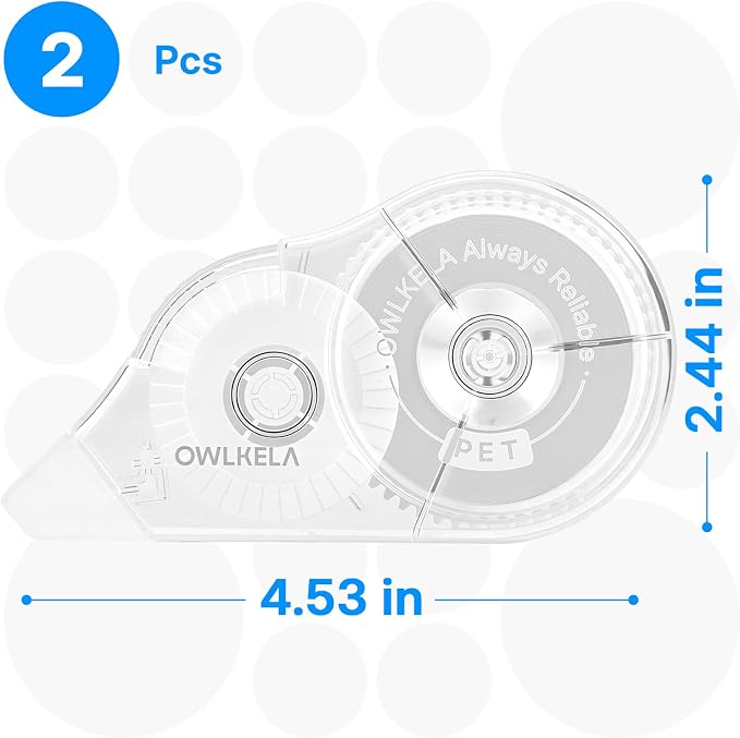 OWLKELA 2 Pack Plus Correction Tape, Tear-Resistant White Correction Tape - Image 2