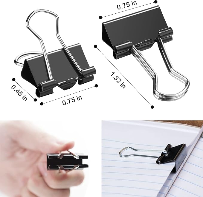 130 PCS Small Binder Clips, 3/4 inch, Paper Clamps, Binderclips, Office Supplies - Image 2