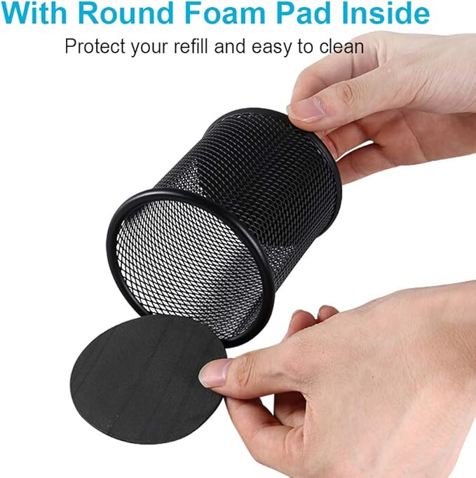Comix Pen Holder Desk Organizer, Wire Mesh Pencil Cup with Foam Pad and Non-Slip Bottom Office Supplies Desk Accessories for Home Office School, 1 Pack-DeskLoop Office