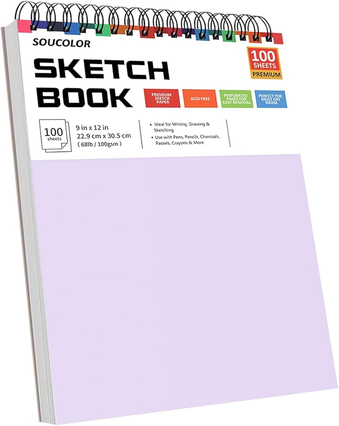 Soucolor 9 x12 Inch Sketch Book,Teen Girl Trendy Stuff, Halloween & Christmas for Teen Girls 4-12, Mother's Day, Birthday for Daughter Wife, Creative Gift for Mum Her, Christmas Coloring Book-DeskLoop Office