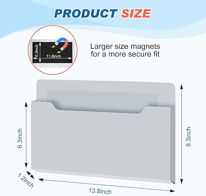 Feifeiya Magnetic Pocket File Holder Large File Folder Organizer Paper Mail - Image 2