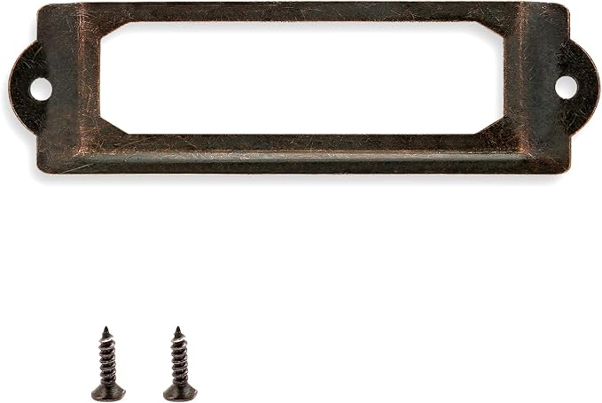 60 Pcs Antique Label Holder, 2.3 Inch, Office File Cabinet Shelves Drawer by Rierdge