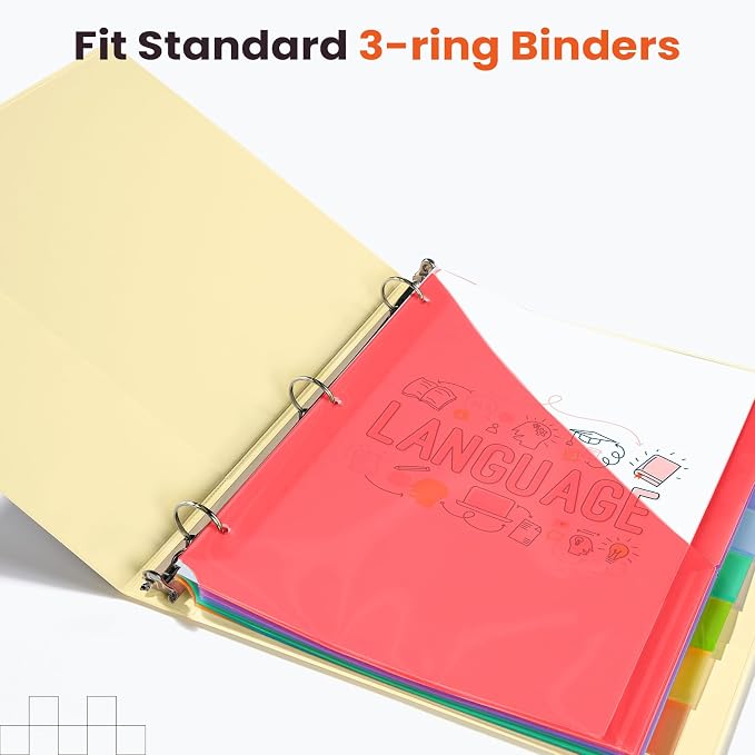 Sooez 24 Count Dividers with Pockets, 8 Tabs Binder Dividers - Image 7