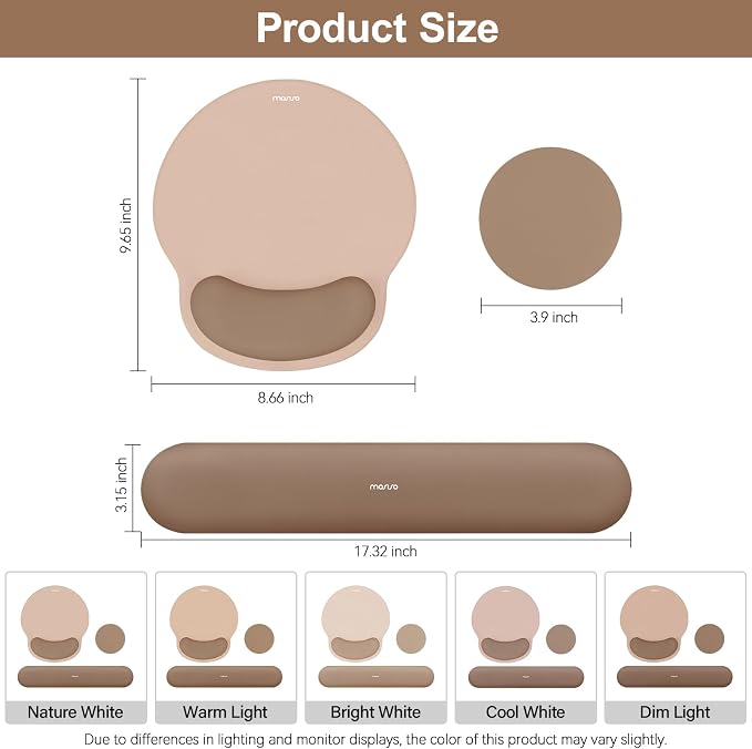 MOSISO Wrist Rest Support for Mouse Pad&Keyboard Set, Circle Curved Ergonomic - Image 7