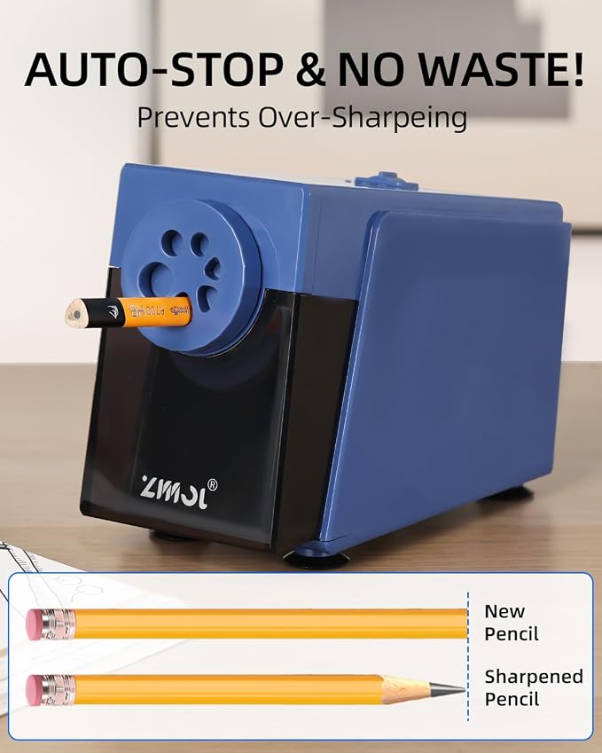 ZMOL Heavy Duty Electric Pencil Sharpener, 6-Hole Classroom Pencil Sharpener - Image 4