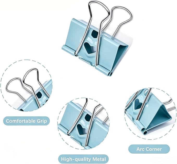 BAYTORY 12Pcs Pastel Binder Clips, 2 Inch Extra Large Binder Clips, - Image 3