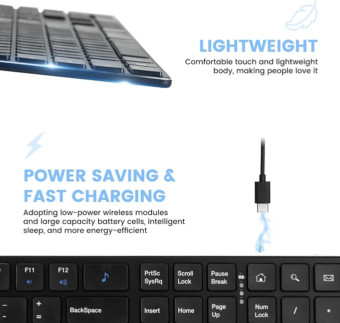 K01R Wireless Keyboard, 2.4G Slim and Compact Wireless Keyboard with Numeric Keypad, Long Battery Life, Lag-Free for PC Laptop Computer Windows, Black-DeskLoop Office